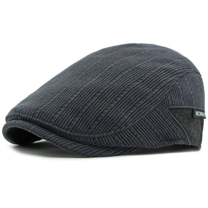 Unisex Fleece Lined Corduroy Beret Flat Cap