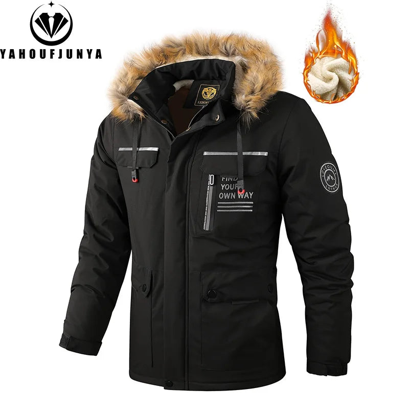 Men'S Winter Fleece Hiking Jacket With Hood