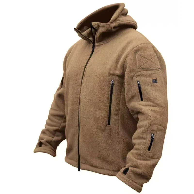 Men'S Outdoor Tactical Fleece Jacket Windproof Hooded