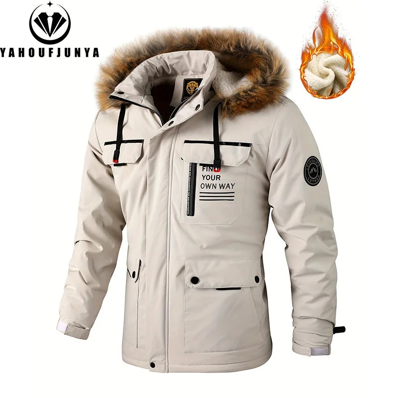 Men'S Winter Fleece Hiking Jacket With Hood