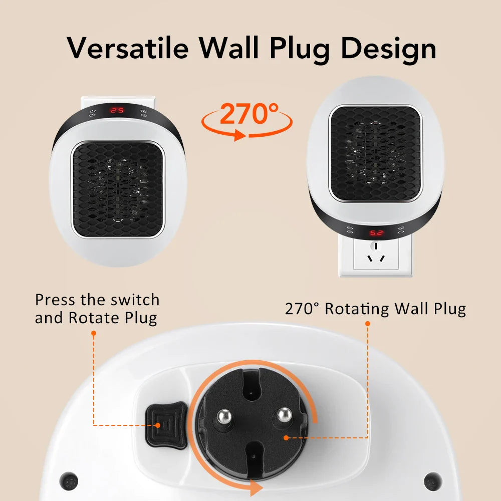 600W Portable Electric Heater With Remote Control