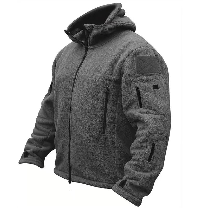 Men'S Outdoor Tactical Fleece Jacket Windproof Hooded
