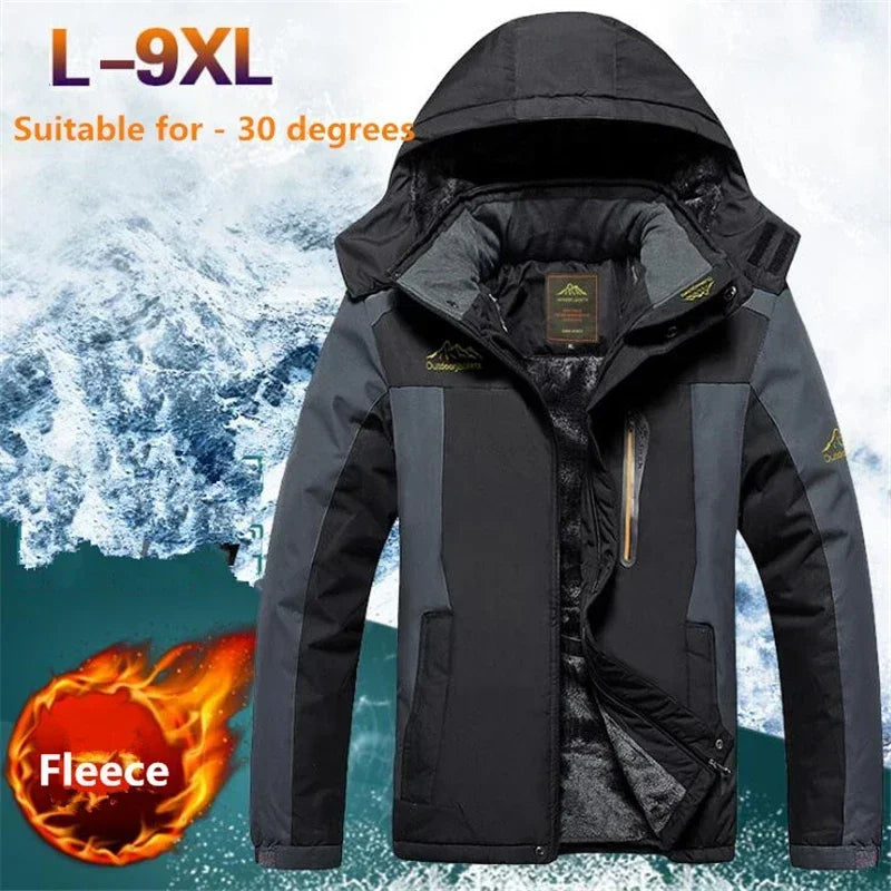 Winter Windproof Waterproof Men'S Hooded Jacket Plus Size