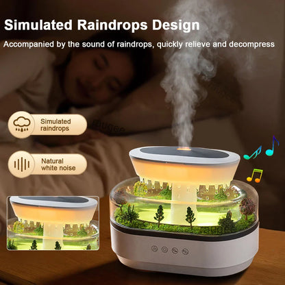 Ultrasonic Raindrop Aroma Humidifier With Colorful Lights