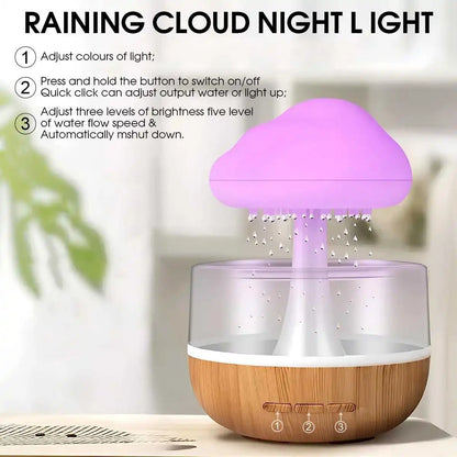 Colorful Raindrop Cloud Humidifier Nightlight Aroma Diffuser