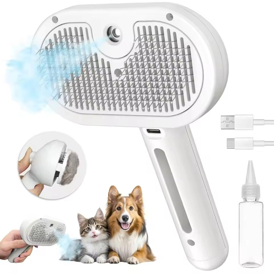 Self-Cleaning Spray Brush for Cats with One-Touch Hair Removal Design, Durable and Lightweight ABS Material