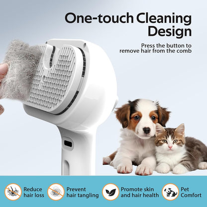 Self-Cleaning Spray Brush for Cats with One-Touch Hair Removal Design, Durable and Lightweight ABS Material