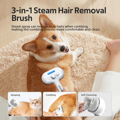 Self-Cleaning Spray Brush for Cats with One-Touch Hair Removal Design, Durable and Lightweight ABS Material