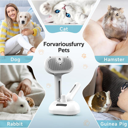 Self-Cleaning Spray Brush for Cats with One-Touch Hair Removal Design, Durable and Lightweight ABS Material