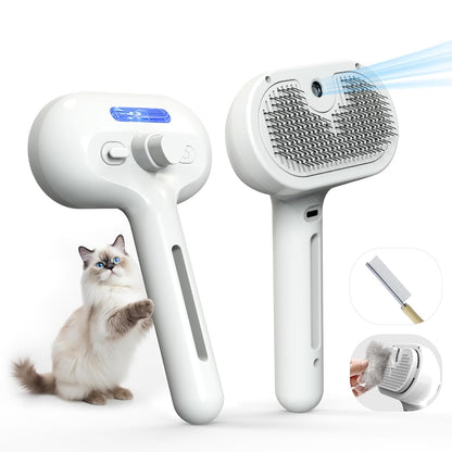 Self-Cleaning Spray Brush for Cats with One-Touch Hair Removal Design, Durable and Lightweight ABS Material