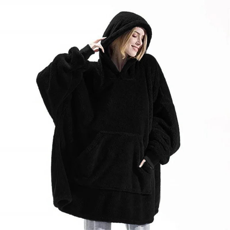 Cozy Oversized Fleece Hoodie Blanket With Hood