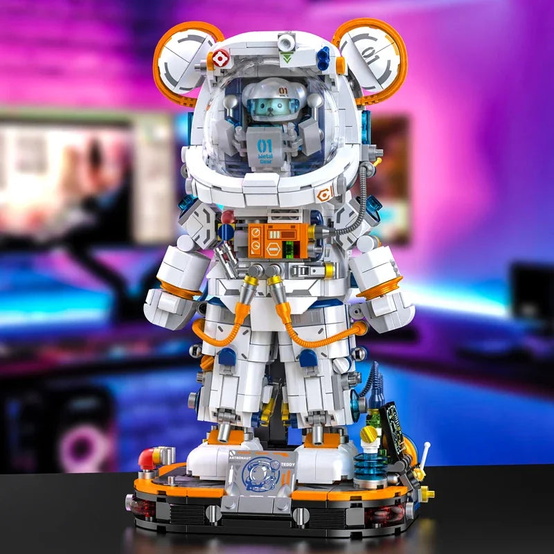 Astronaut Teddy Bear Building Blocks With Led Lights
