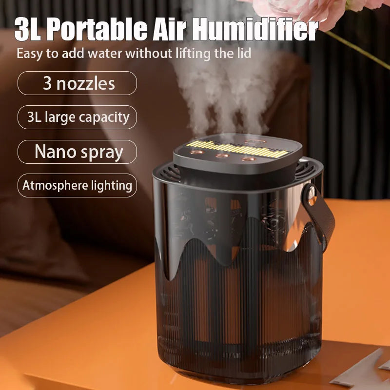 3L Portable Ultrasonic Air Humidifier With Aromatherapy Function