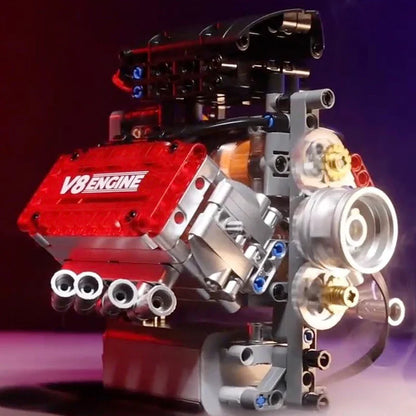 V8 Engine Motorized Building Block Model Simulation Kit