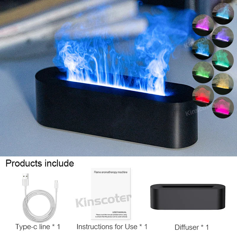 Realistic Color Flame Aromatherapy Diffuser 150Ml Usb
