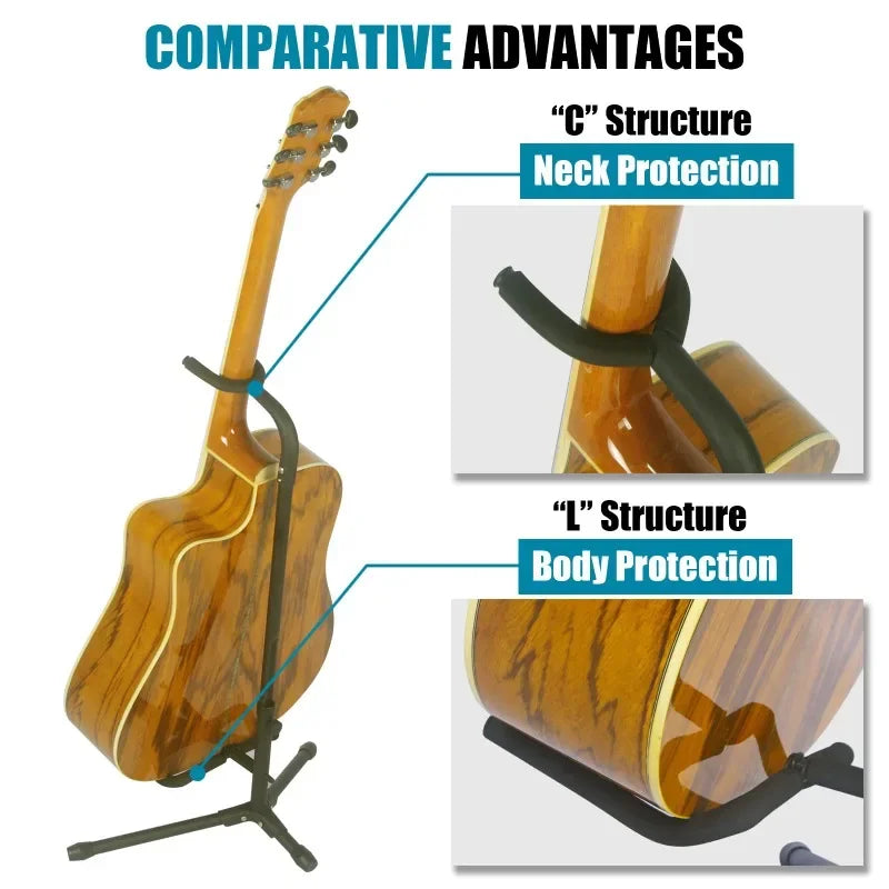 Folding Adjustable Guitar Stand For Multiple Instruments