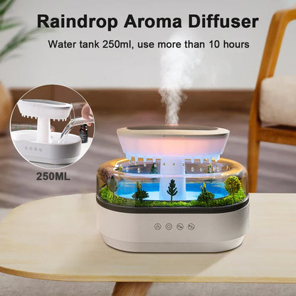 Ultrasonic Raindrop Aroma Humidifier With Colorful Lights