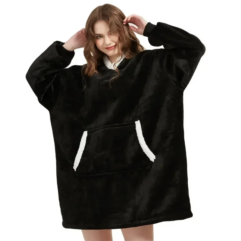 Oversized Wearable Winter Fleece Blanket Hoodie