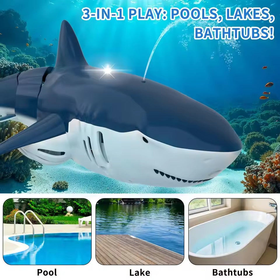 Shark Whale Spray Water Toy with 2.4G Remote Control, Bionic Spine, Realistic Swimming - Safe for Ages 6+