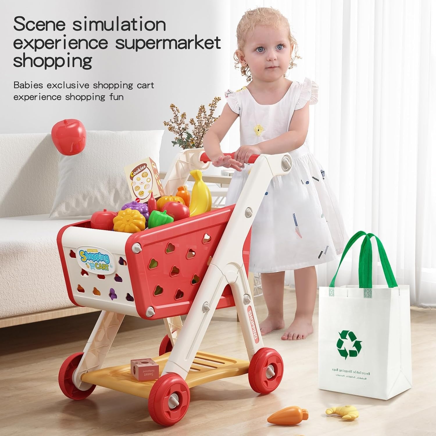 Shopping Cart Toy, Realistic Design, Full Accessories, Fun Role-Play Experience, Safe for Ages 3+