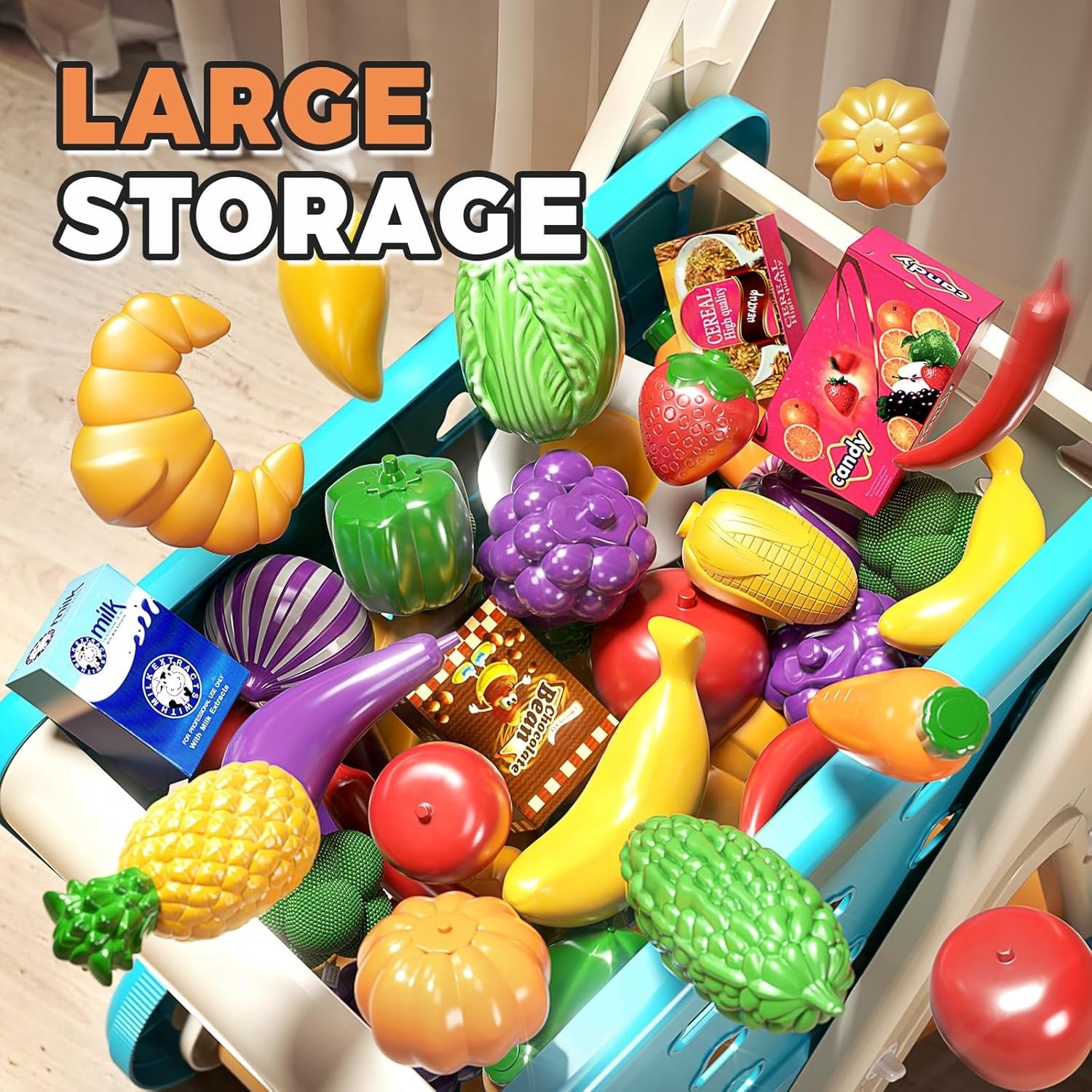 Shopping Cart Toy, Realistic Design, Full Accessories, Fun Role-Play Experience, Safe for Ages 3+