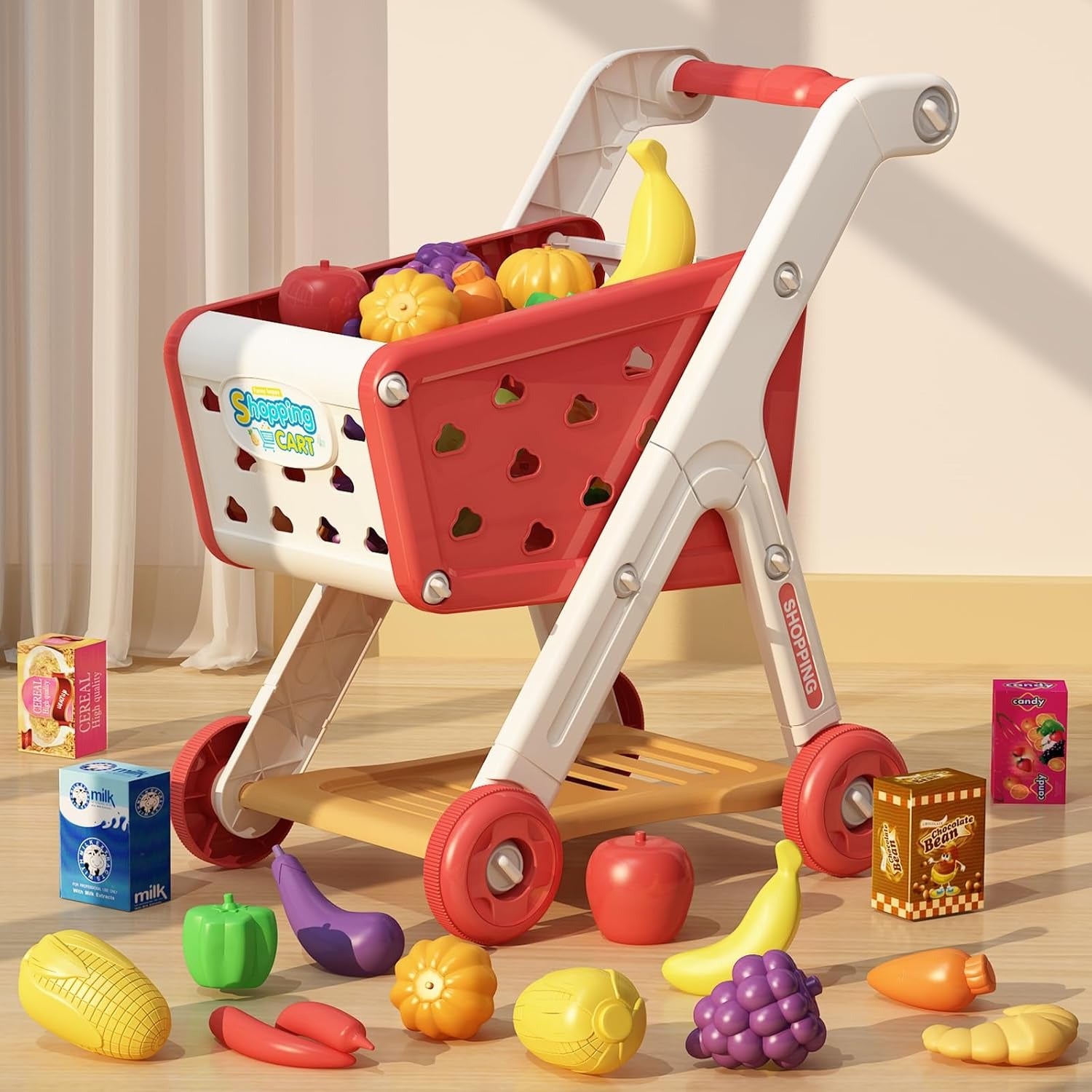 Shopping Cart Toy, Realistic Design, Full Accessories, Fun Role-Play Experience, Safe for Ages 3+