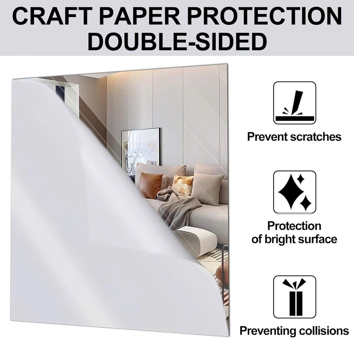 Silver Two-Way Mirror Panel – Double-Sided Acrylic PMMA Infinity Smart Surveillance Glass for Home and Commercial Use