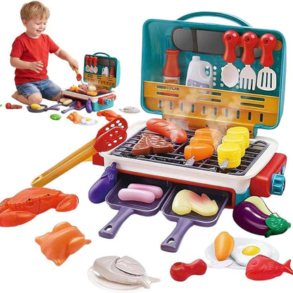 Simulated Barbecue Set with Sound, Light, Foldable Design & Easy to Carry, Safe for Ages 3+