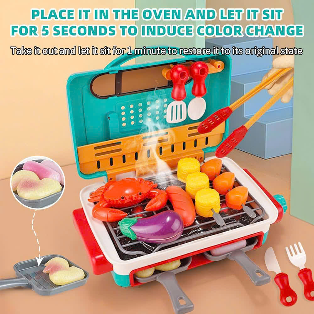 Simulated Barbecue Set with Sound, Light, Foldable Design & Easy to Carry, Safe for Ages 3+