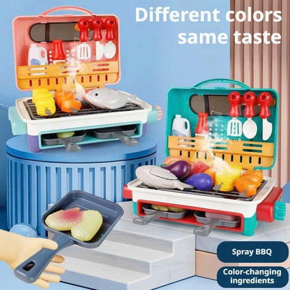 Simulated Barbecue Set with Sound, Light, Foldable Design & Easy to Carry, Safe for Ages 3+
