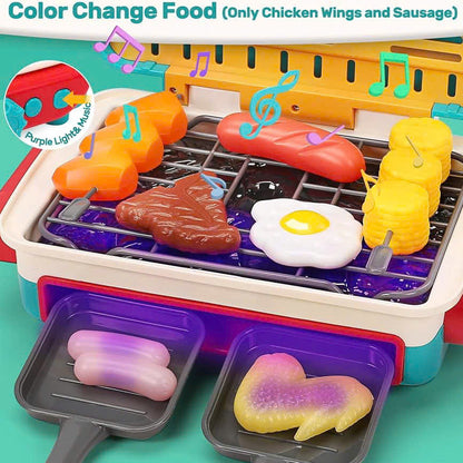 Simulated Barbecue Set with Sound, Light, Foldable Design & Easy to Carry, Safe for Ages 3+