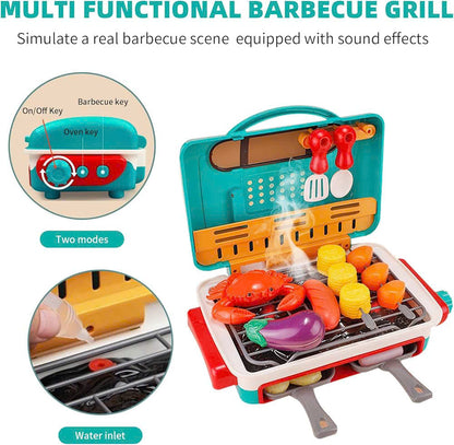 Simulated Barbecue Set with Sound, Light, Foldable Design & Easy to Carry, Safe for Ages 3+