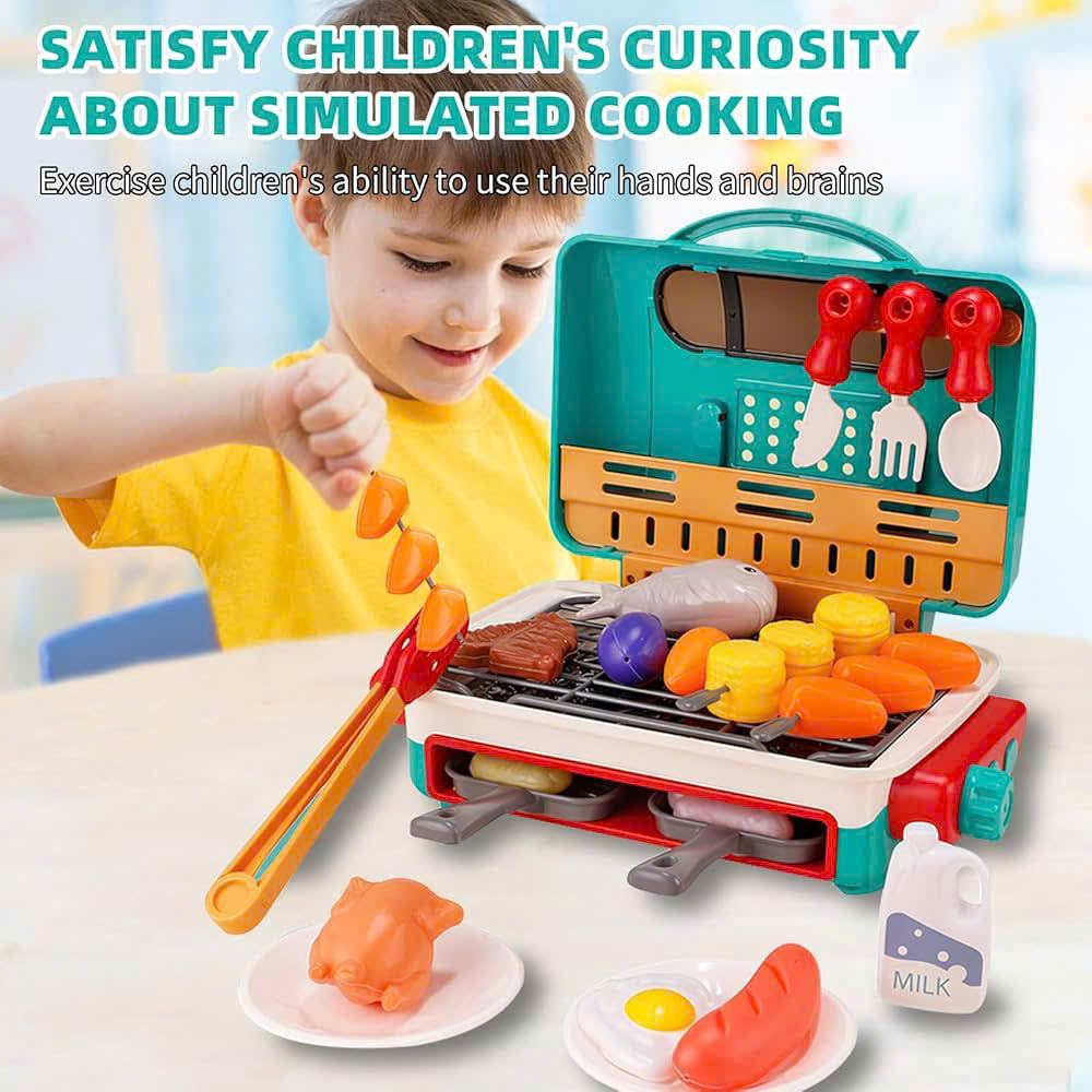 Simulated Barbecue Set with Sound, Light, Foldable Design & Easy to Carry, Safe for Ages 3+