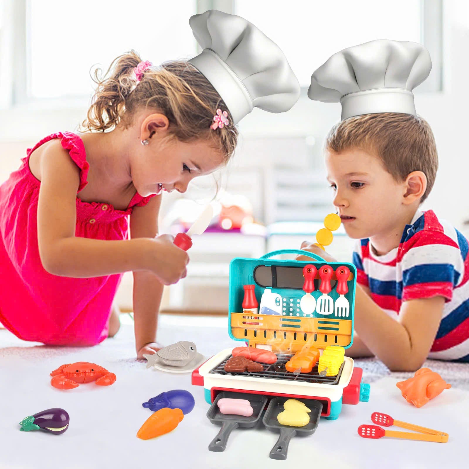 Simulated Barbecue Set with Sound, Light, Foldable Design & Easy to Carry, Safe for Ages 3+