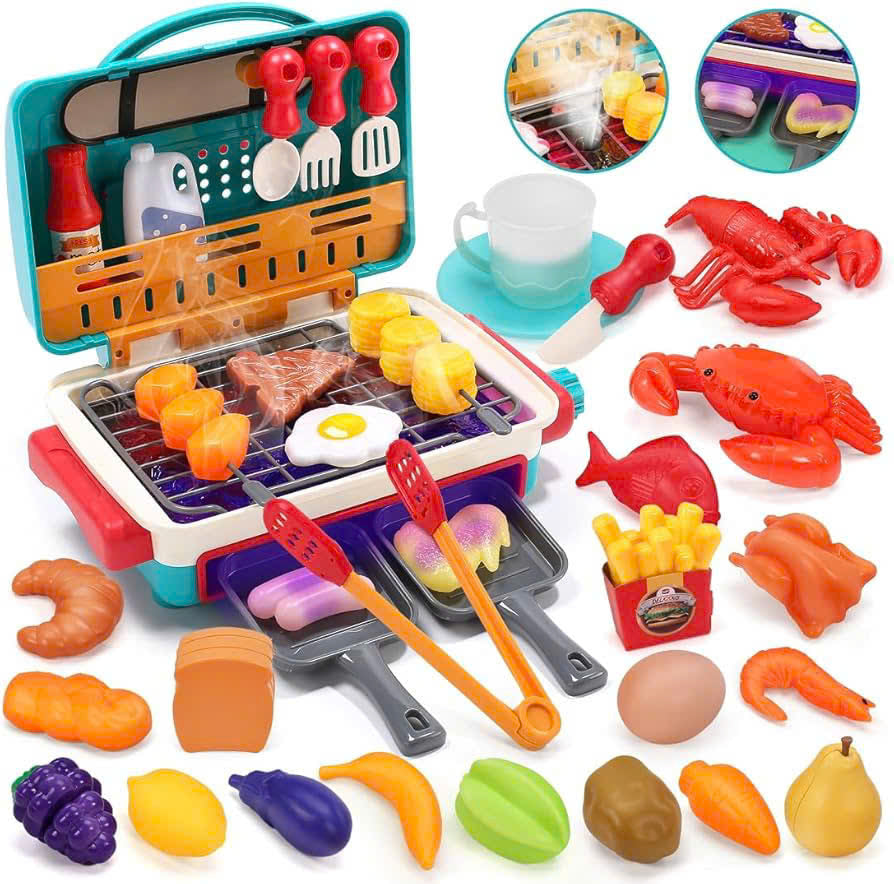 Simulated Barbecue Set with Sound, Light, Foldable Design & Easy to Carry, Safe for Ages 3+