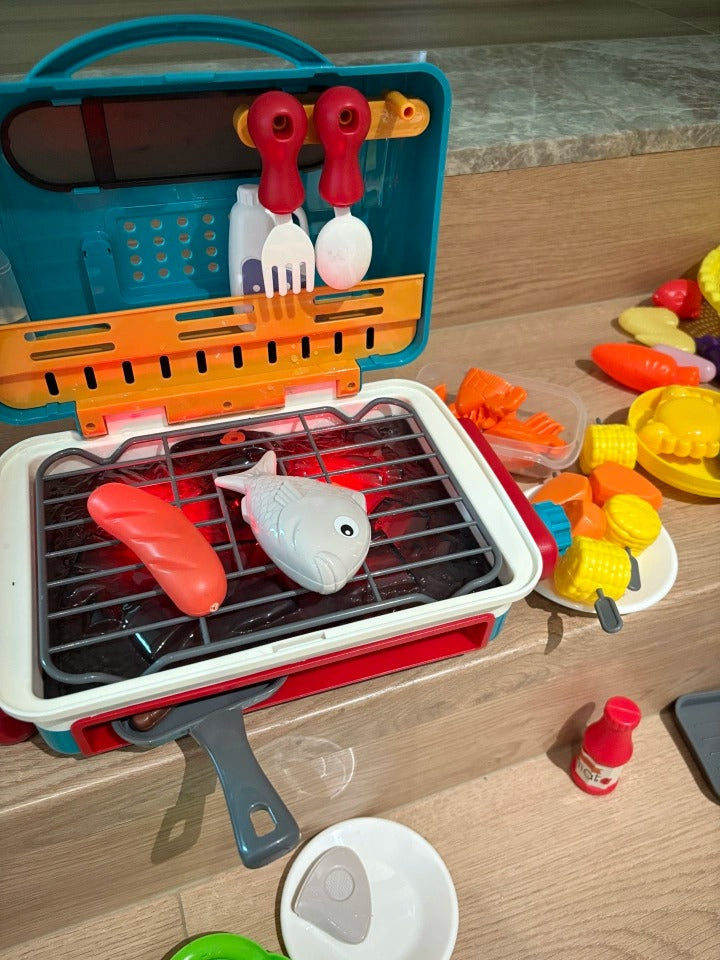 Simulated Barbecue Set with Sound, Light, Foldable Design & Easy to Carry, Safe for Ages 3+
