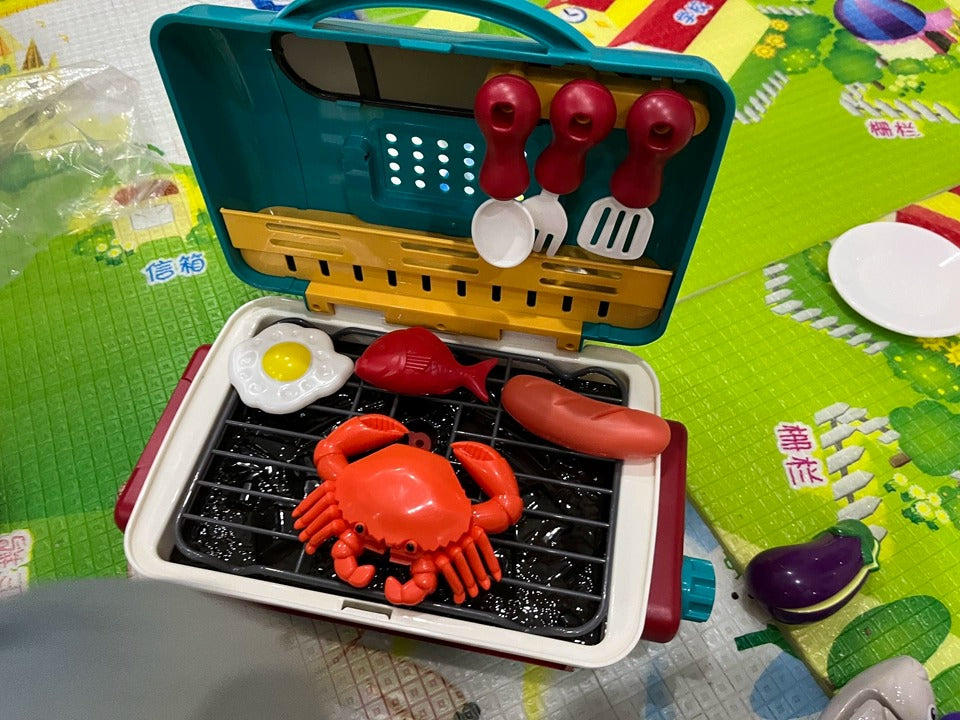 Simulated Barbecue Set with Sound, Light, Foldable Design & Easy to Carry, Safe for Ages 3+