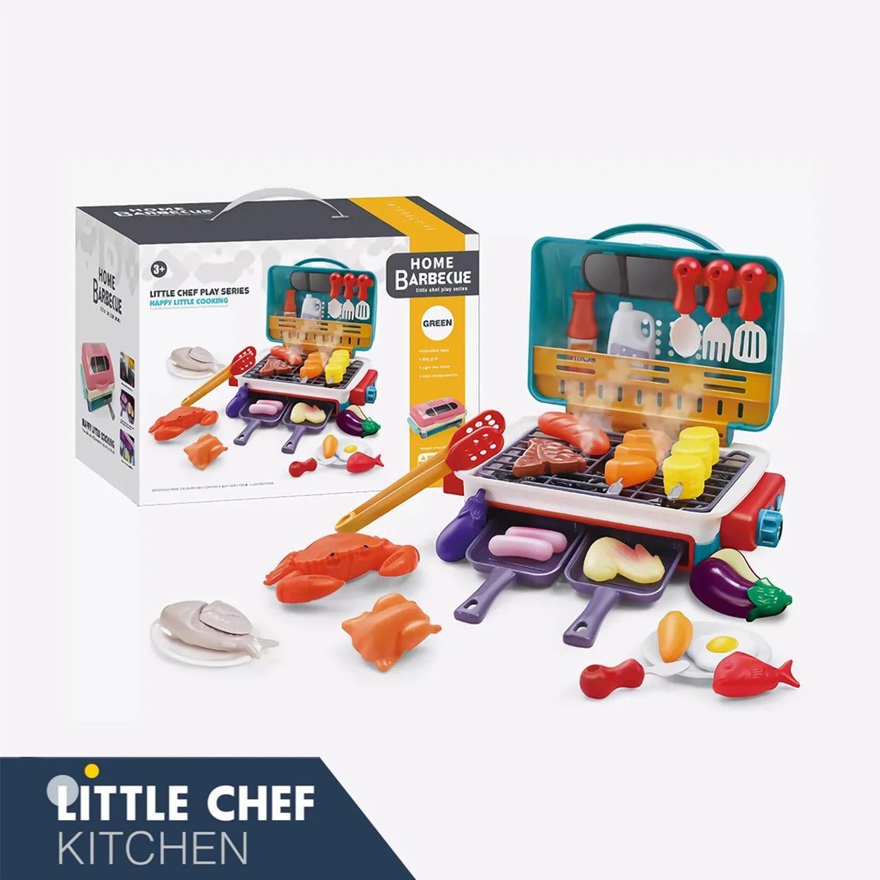 Simulated Barbecue Set with Sound, Light, Foldable Design & Easy to Carry, Safe for Ages 3+