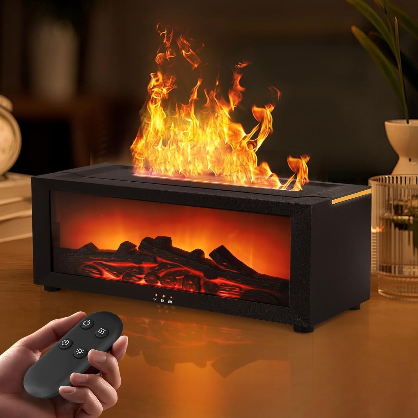 Simulated Flame Aromatherapy Diffuser and Air Humidifier with Timer, Essential oil diffusion