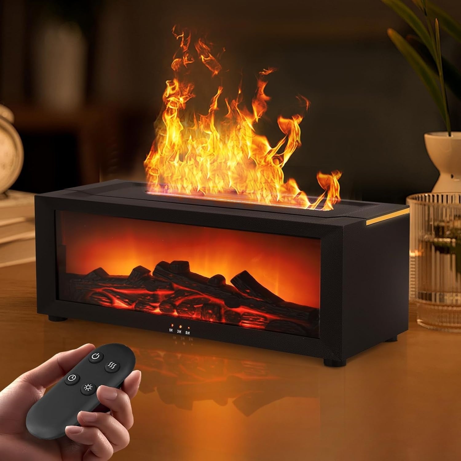 Simulated Flame Aromatherapy Diffuser and Air Humidifier with Timer, Essential oil diffusion