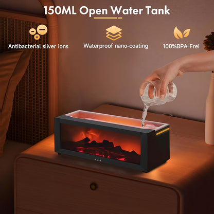 Simulated Flame Aromatherapy Diffuser and Air Humidifier with Timer, Essential oil diffusion