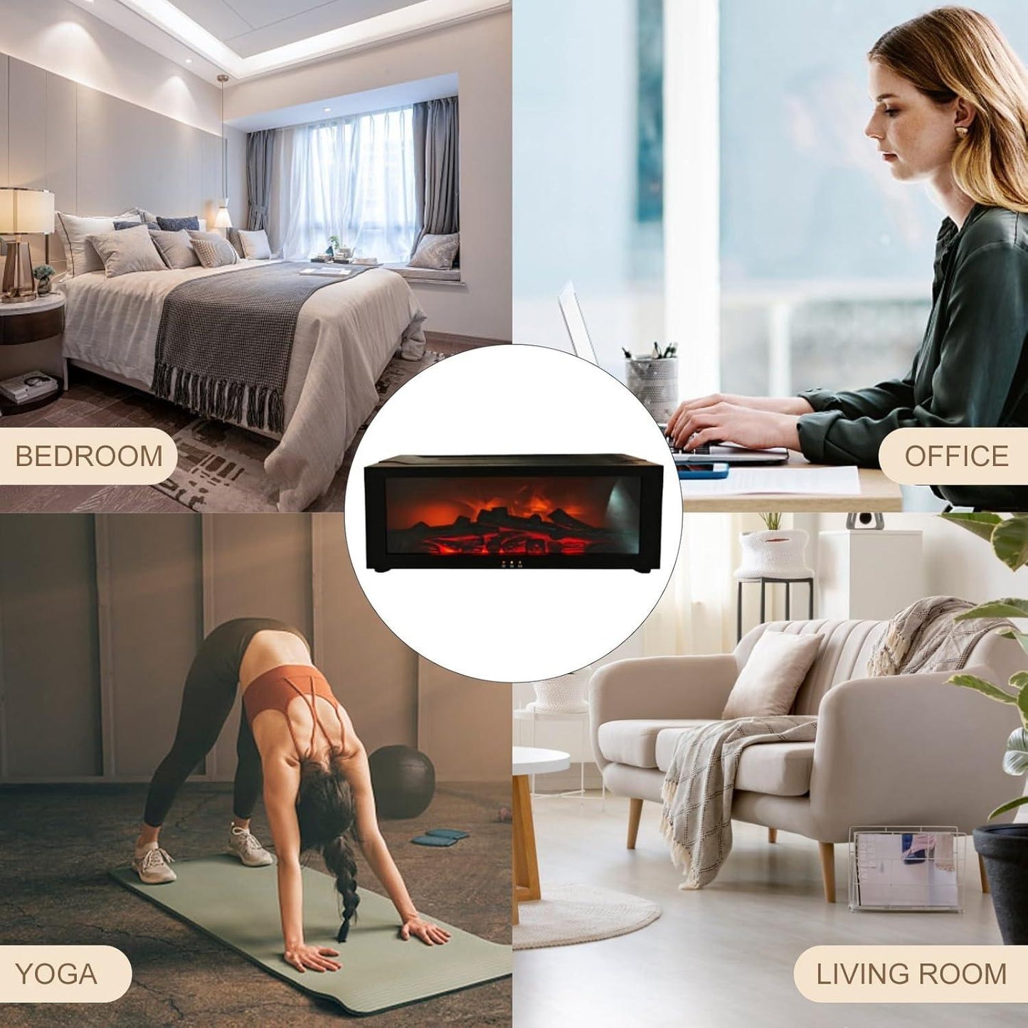 Simulated Flame Aromatherapy Diffuser and Air Humidifier with Timer, Essential oil diffusion