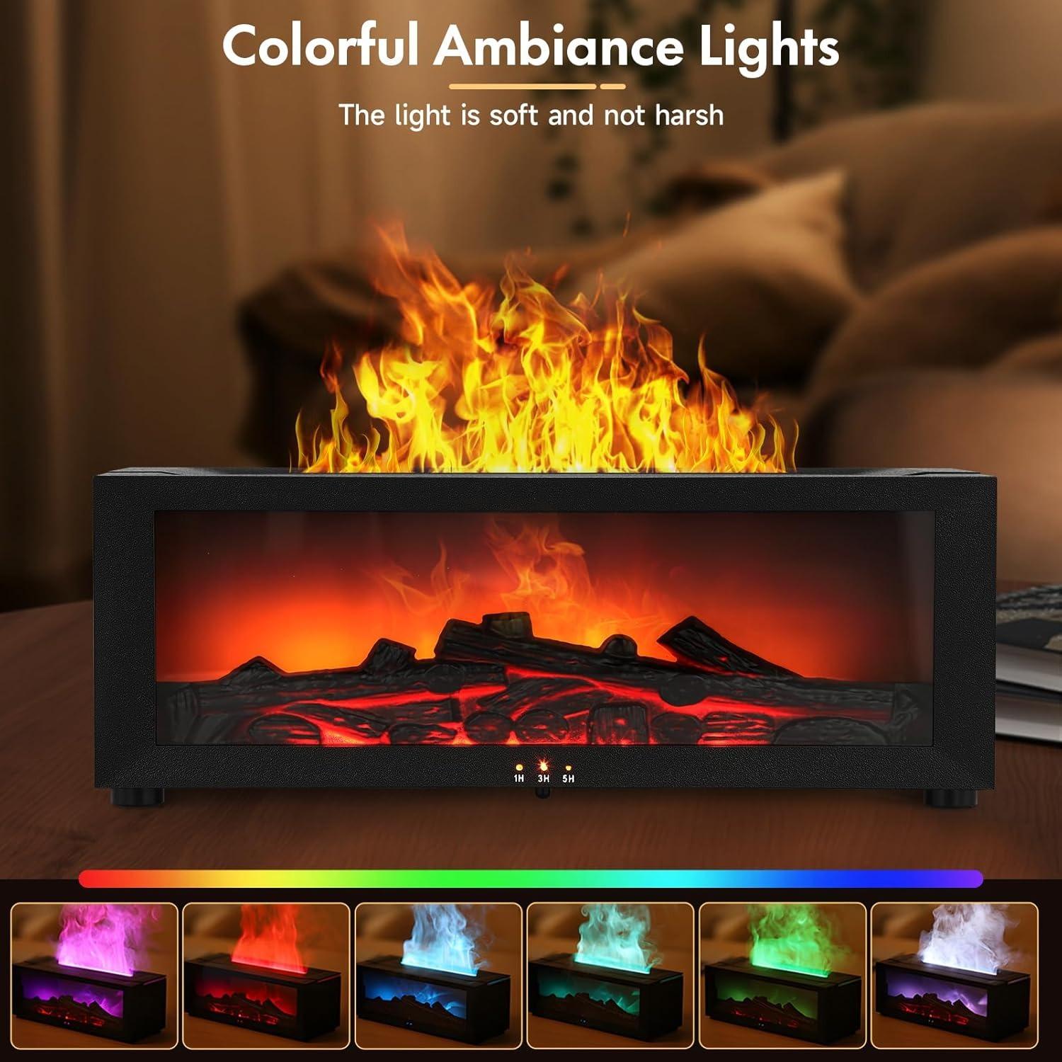 Simulated Flame Aromatherapy Diffuser and Air Humidifier with Timer, Essential oil diffusion