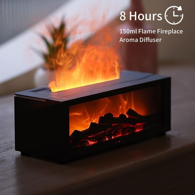 Simulated Flame Aromatherapy Diffuser and Air Humidifier with Timer, Essential oil diffusion