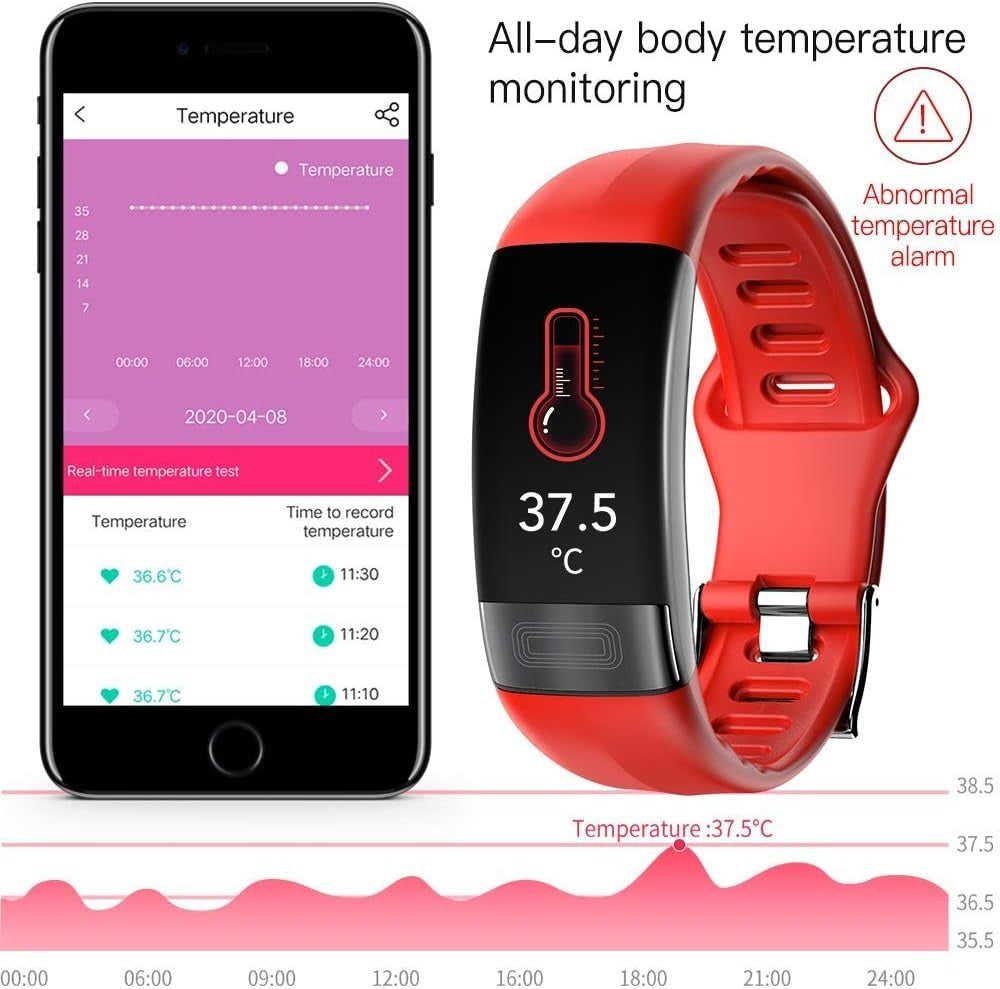 Smart Health Monitoring Bracelet with Multiple Sensors – Sleep Tracking, Activity Metrics, Notifications, Alarms & Reminders