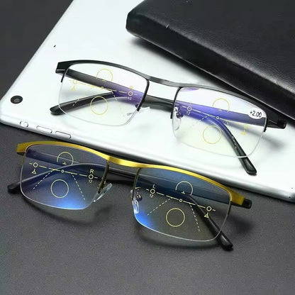 Smart Progressive Reading Glasses with Multi-Zone Lenses – Lightweight Anti-Glare Design for Clear Vision