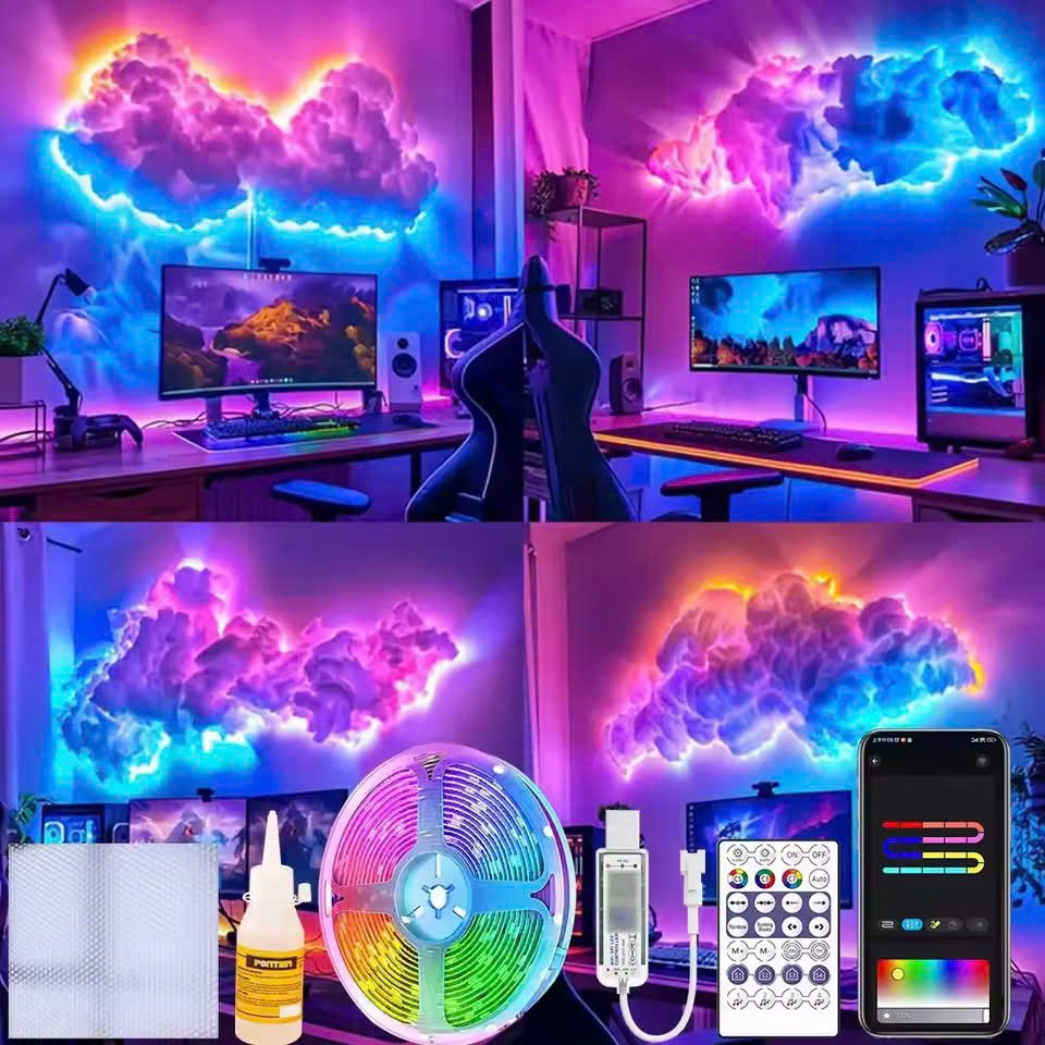 Smart RGB Music Rhythm Cloud Light – Lamp with App Control, Voice Sync and Dreamy Ambience for Bedrooms, Parties or Gaming Rooms