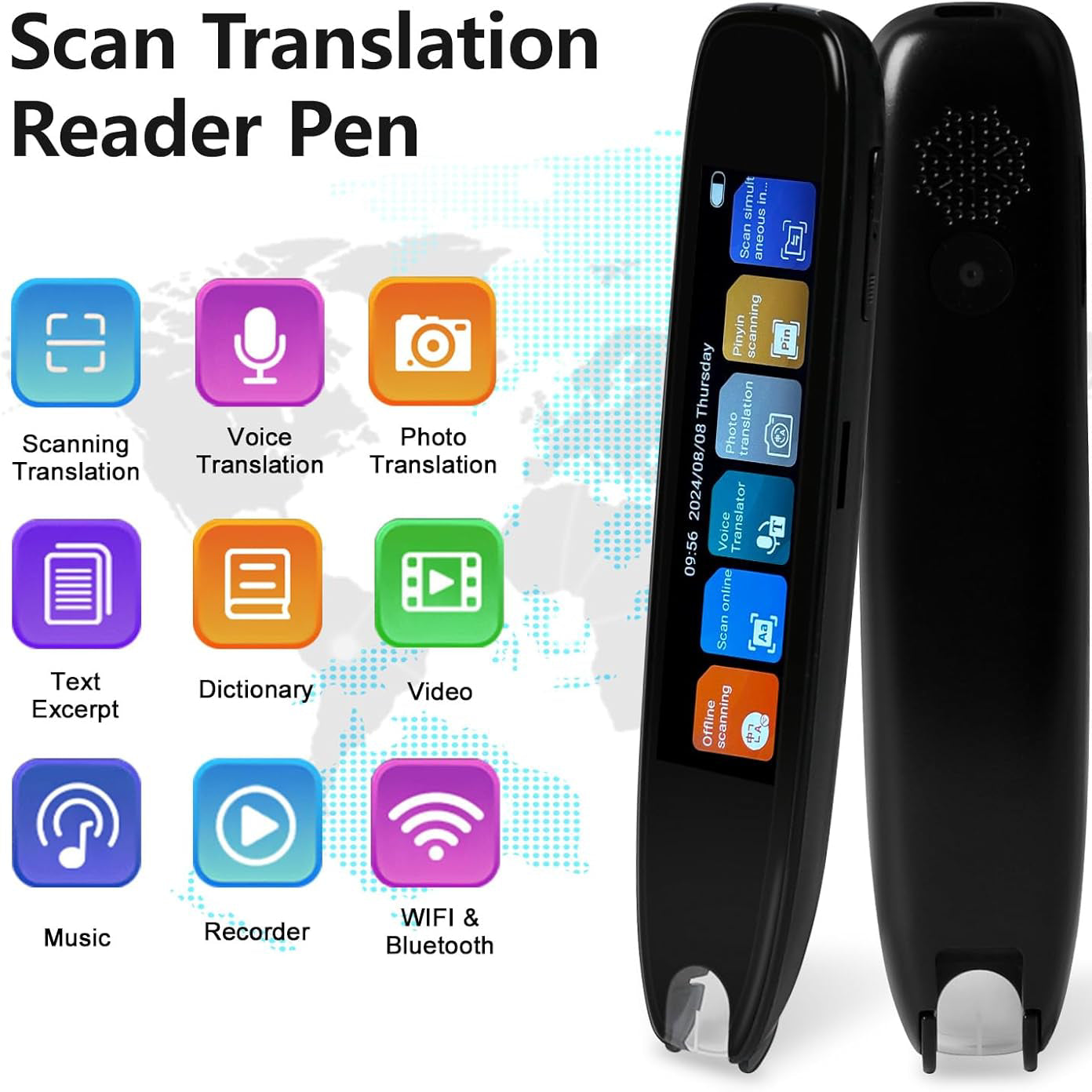 Smart Translation Pen – 142 Languages Real-Time Text Scanner & Voice Translator with Recording