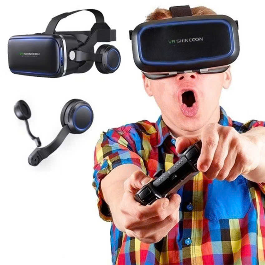 Smartphone VR Virtual Reality Headset with Headphones, Soft Safe Materials, Compact and Portable Design