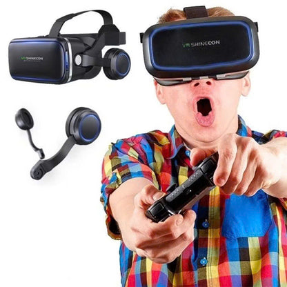 Smartphone VR Virtual Reality Headset with Headphones, Soft Safe Materials, Compact and Portable Design